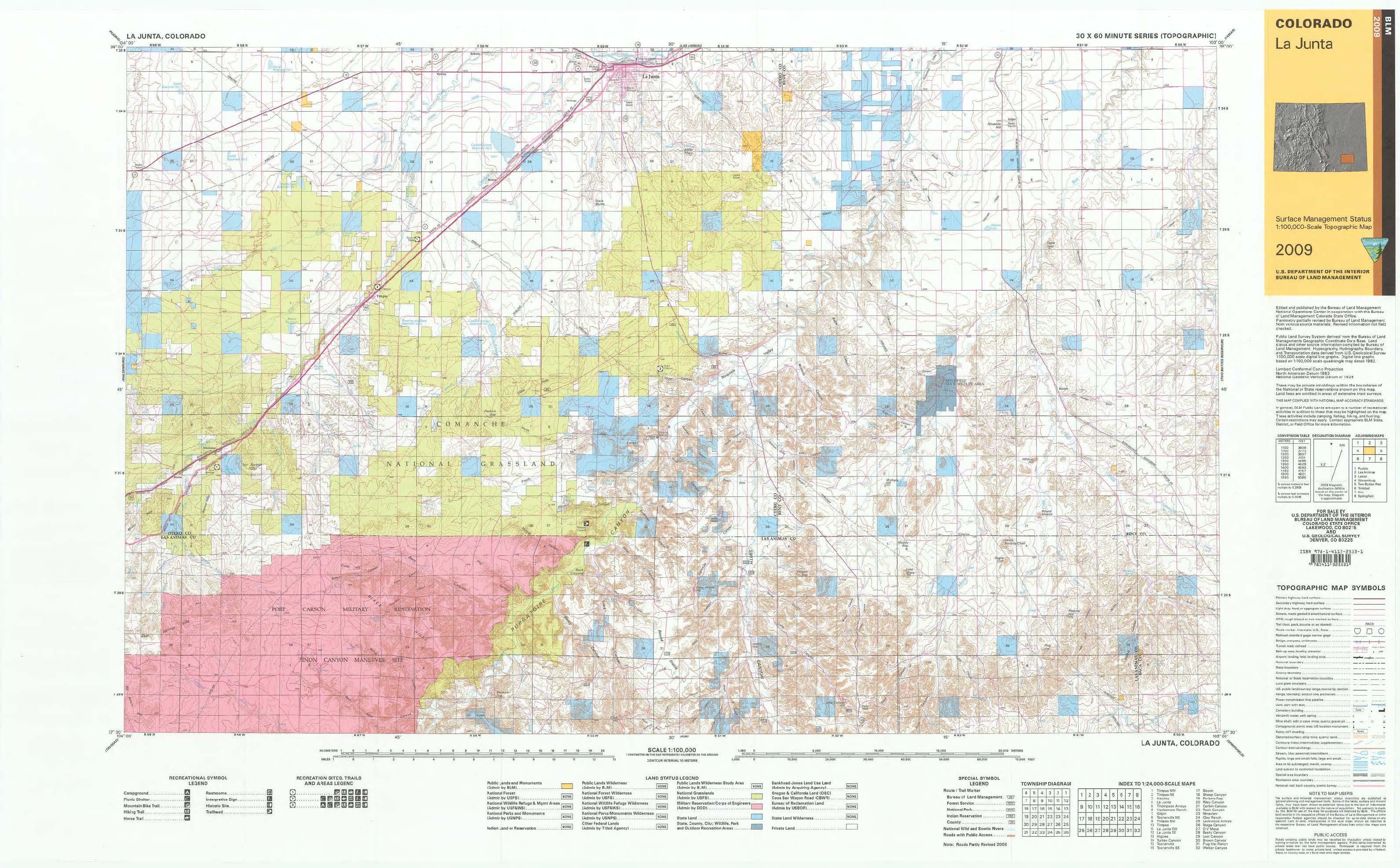 CO Surface Management Status La Junta Map Bureau of Land Management